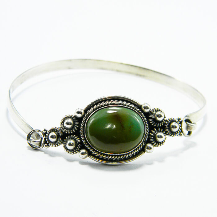 Bratara fixa din argint cu turcoaz verde - stil vintage Art Deco - B157Y-16 - imagine 7