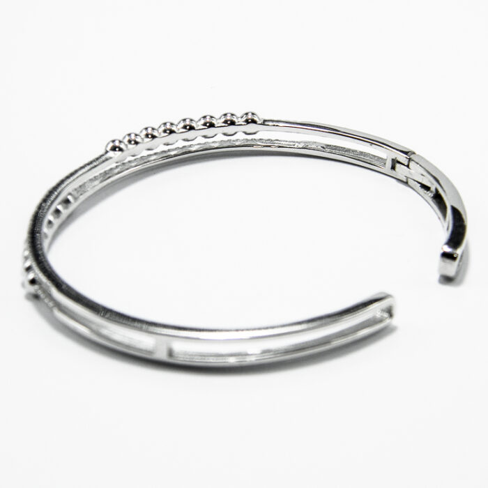Bratara fixa din argint cu bile si pietre zirconiu - stil fashion - B185A58G - imagine 5