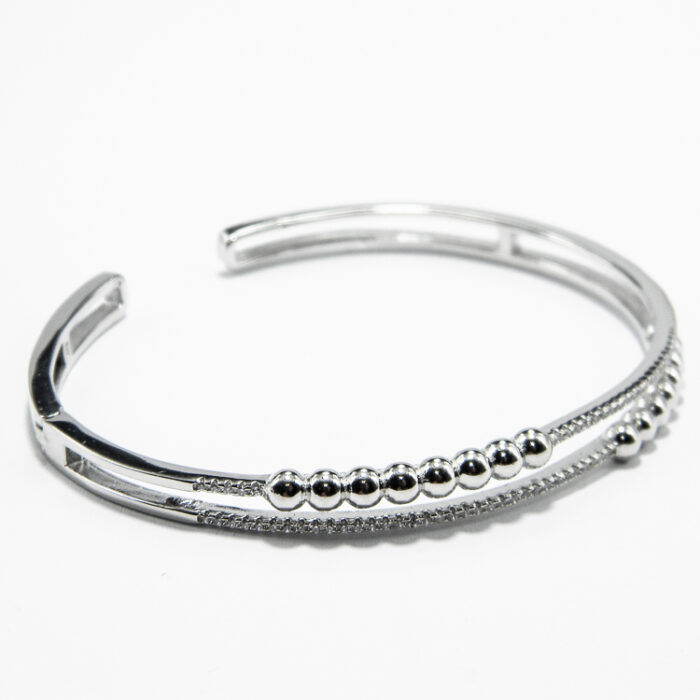 Bratara fixa din argint cu bile si pietre zirconiu - stil fashion - B185A58G - imagine 4