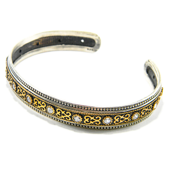 Bratara fixa din argint cu pietre zirconiu - stil bizantin - B135F6G - imagine 3