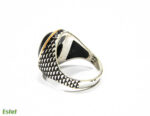 Inel barbatesc din argint si obsidian negru- Unicat - i110B131E - imagine 6