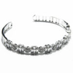 Bratara fixa din argint si cristale albe - stil fashion - Dora - B185A57G - imagine 4