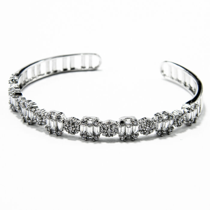 Bratara fixa din argint si cristale albe - stil fashion - Dora - B185A57G - imagine 2
