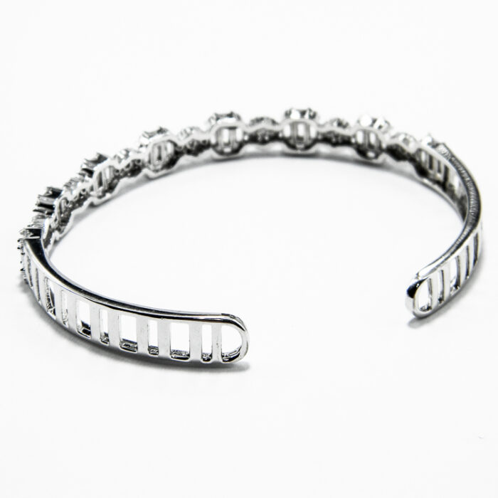 Bratara fixa din argint si cristale albe - stil fashion - Dora - B185A57G - imagine 6