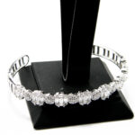 Bratara fixa din argint si cristale albe - stil fashion - Dora - B185A57G - imagine 3