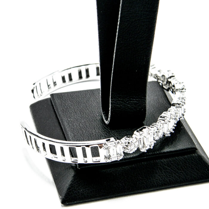 Bratara fixa din argint si cristale albe - stil fashion - Dora - B185A57G - imagine 5