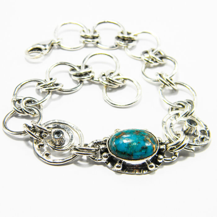 Bratara unicat din argint turcoaz si acvamarin - stil Art Deco - B224Y3CX - imagine 6