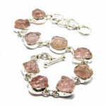 Bratara unicat din argint cu cuart roz - stil oriental - B105A33CX - imagine 3