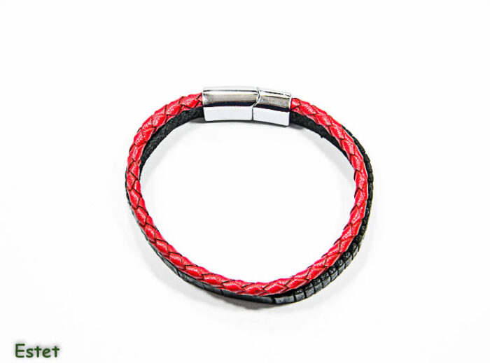 Bratara din piele snur si otel inoxidabil - BOX041 - imagine 4