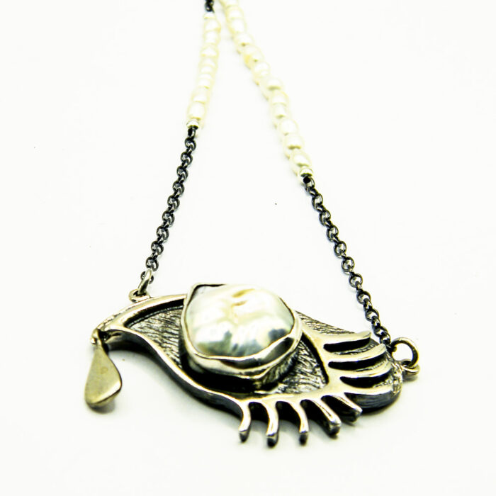 Colier vintage unicat din argint cu perle si perla Baroque - Art Deco - CL150F13G - imagine 3