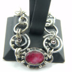 Bratara unicat din argint cu rubin si granat - stil Art Nouveau - B229Y23F - imagine 4