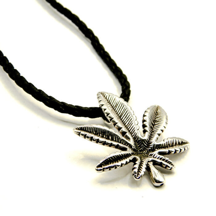 Colier unisex cu snur si pandantiv Marihuana - CL145A19G - imagine 3