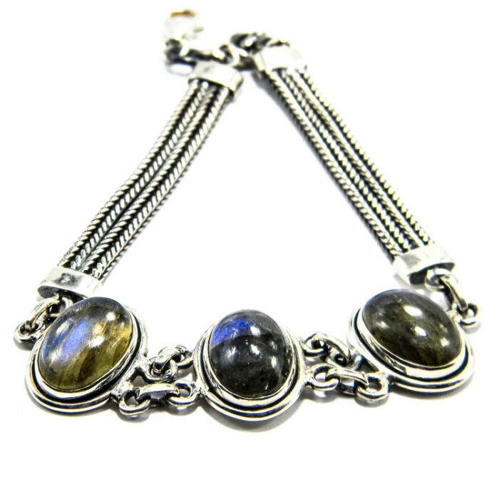 Bratara din argint cu labradorit - stil bizantin - Unicat - B239Y73D - imagine 4