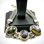 Bratara din argint cu labradorit - stil bizantin - Unicat - B239Y73D - imagine 2