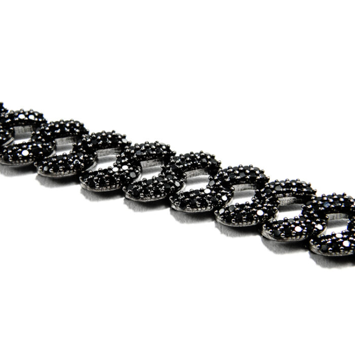 Bratara unicat din argint antichizat si pietre zirconia negre - stil vintage - B190E15FX - imagine 3