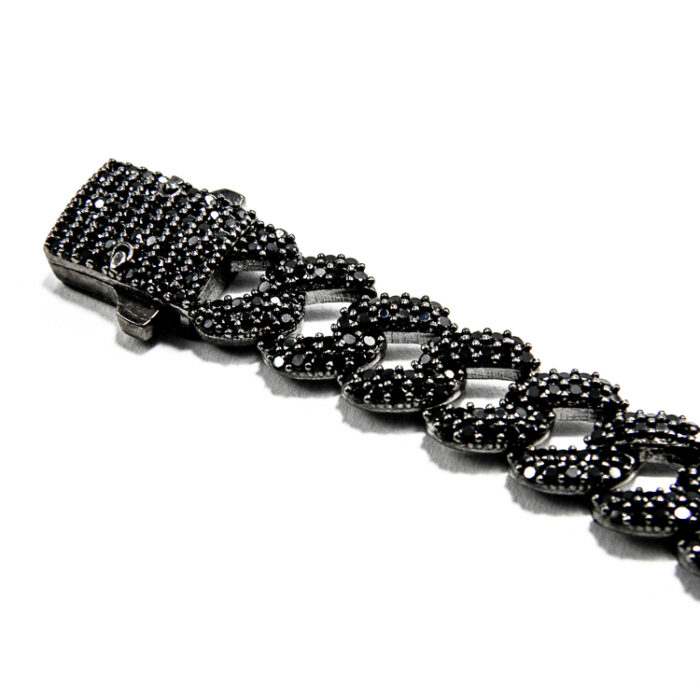 Bratara unicat din argint antichizat si pietre zirconia negre - stil vintage - B190E15FX - imagine 8