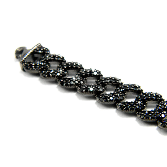 Bratara unicat din argint antichizat si pietre zirconia negre - stil vintage - B190E15FX - imagine 7