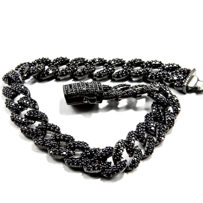 Bratara unicat din argint antichizat si pietre zirconia negre - stil vintage - B190E15FX - imagine 6
