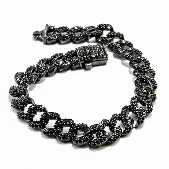Bratara unicat din argint antichizat si pietre zirconia negre - stil vintage - B190E15FX - imagine 2
