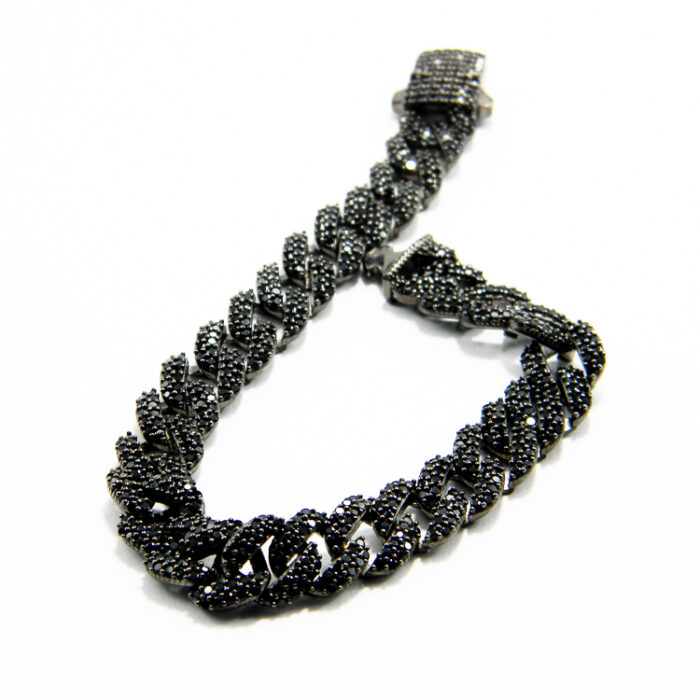 Bratara unicat din argint antichizat si pietre zirconia negre - stil vintage - B190E15FX - imagine 5