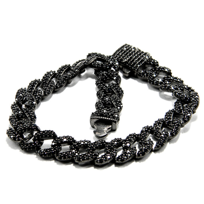 Bratara unicat din argint antichizat si pietre zirconia negre - stil vintage - B190E15FX - imagine 4