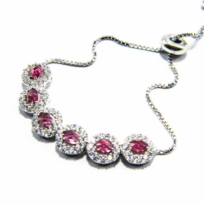 Bratara Tennis din argint cu pietre roz - Eva - B130A39C-1 - imagine 3