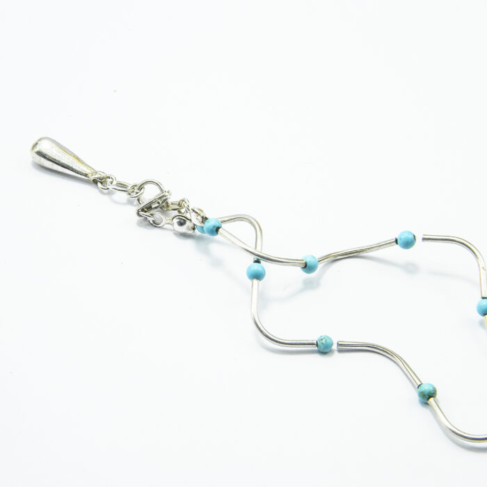 Colier choker handmade din argint cu turcoaz - Unicat - CL150F8F - imagine 4