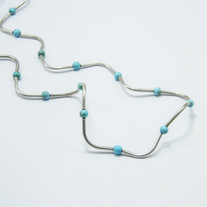 Colier choker handmade din argint cu turcoaz - Unicat - CL150F8F - imagine 5