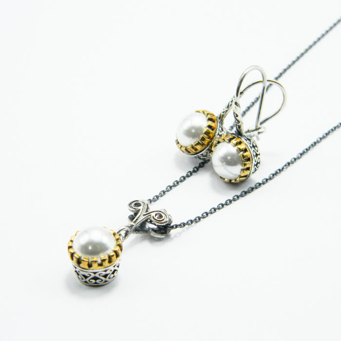 Set vintage din argint cu perle - stil oriental - Aysun - S135F2G - imagine 3
