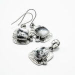 Set unicat din argint cu agat dendridic si onix - stil vintage - S240Y26G - imagine 3