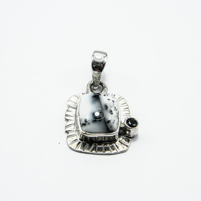 Set unicat din argint cu agat dendridic si onix - stil vintage - S240Y26G - imagine 6