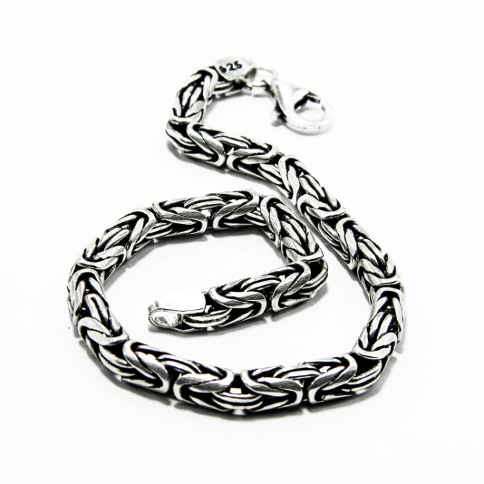 Bratara model bizantin din argint fara pietre - Unisex - 21 cm - B125A47EX - imagine 7