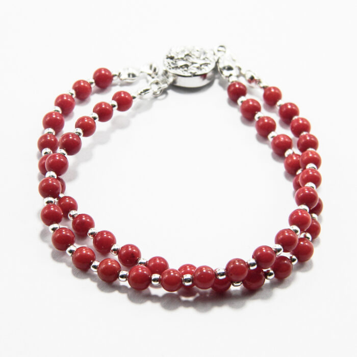 Bratara handmade unicat din argint cu coral rosu - Bratara cu clips - B125HM32GX - imagine 3