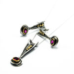 Set vintage din argint cu granat - stil Art Deco - Felicia - S135A22G-1 - imagine 3