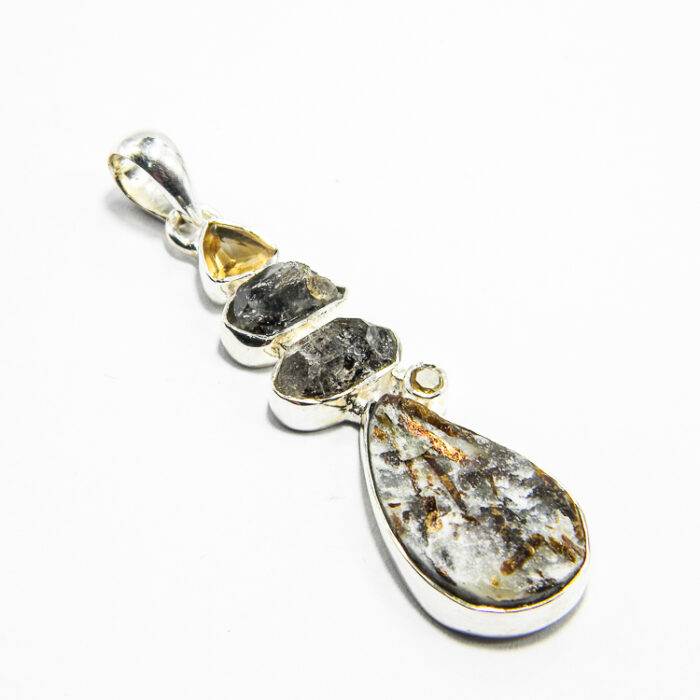 Set unicat din argint cu calcedonia cromata si citrin - stil vintage Art Deco - S289Y21EX - imagine 5