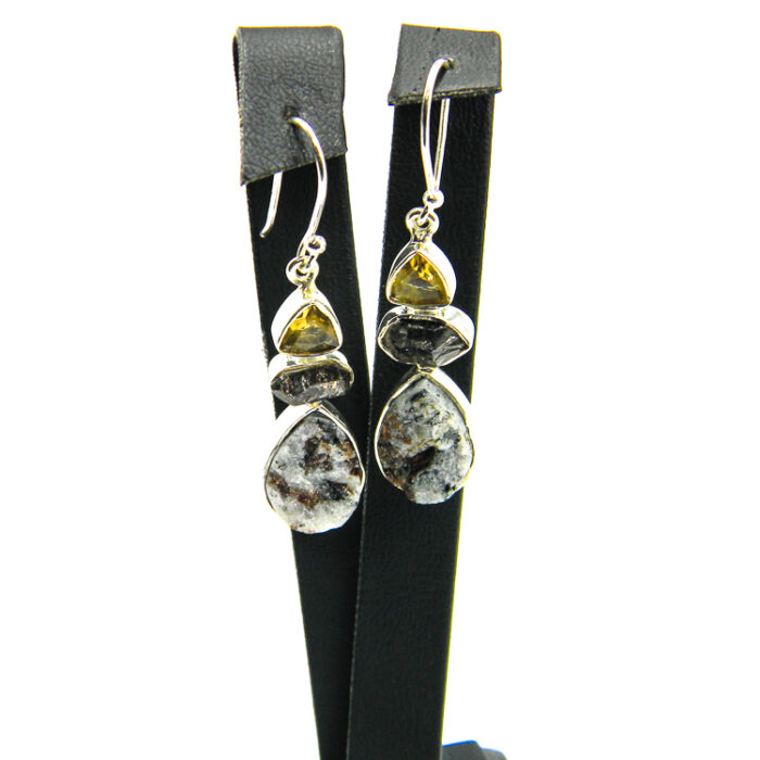 Set unicat din argint cu calcedonia cromata si citrin - stil vintage Art Deco - S289Y21EX - imagine 4
