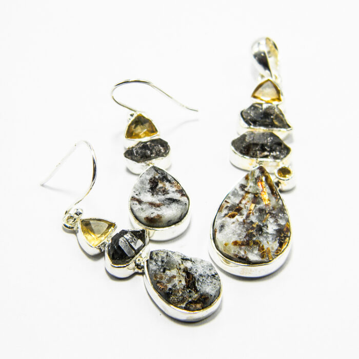 Set unicat din argint cu calcedonia cromata si citrin - stil vintage Art Deco - S289Y21EX - imagine 7