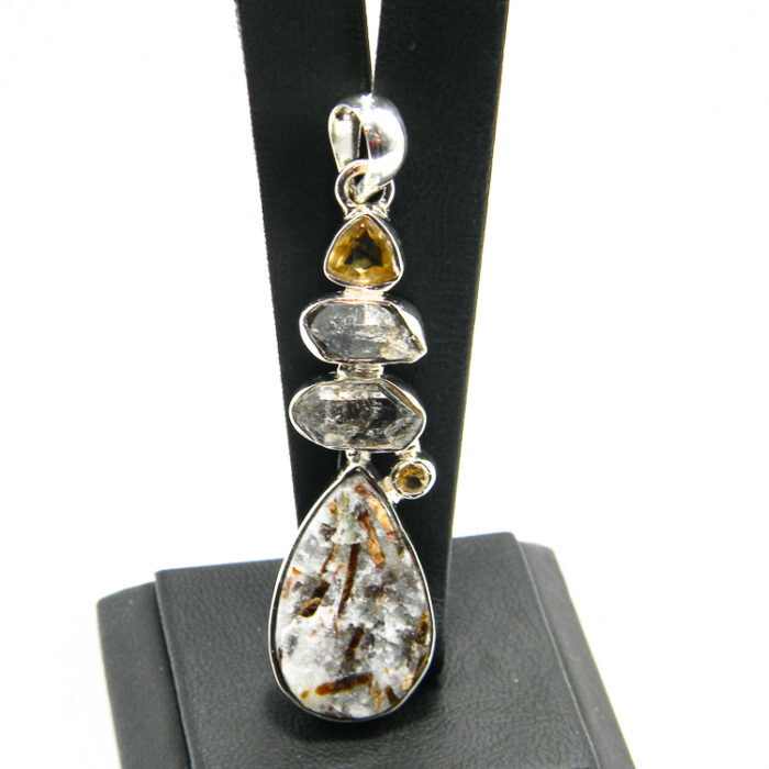 Set unicat din argint cu calcedonia cromata si citrin - stil vintage Art Deco - S289Y21EX - imagine 3