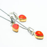 Set vintage din argint cu coral - stil oriental - Meryem - S135F1G - imagine 2