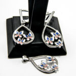 Set din argint email si pietre zirconiu - Butterfly - Unicat - S180A12D-Z - imagine 2