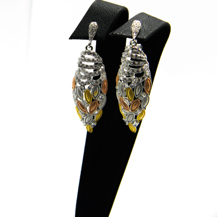 Set statement din argint cu pietre zirconiu si argint aurit - Diana - S230A-12X - imagine 4