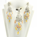 Set statement din argint cu pietre zirconiu si argint aurit - Diana - S230A-12X - imagine 7