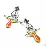 Set unicat handmade din argint cu coral si turcoaz - stil oriental - S135F30FX - imagine 4