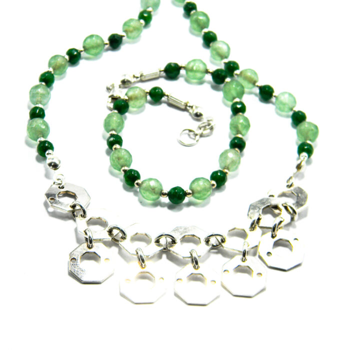 Set unicat handmade din argint cu jad verde si olivina - Hande - HM0586X - imagine 8