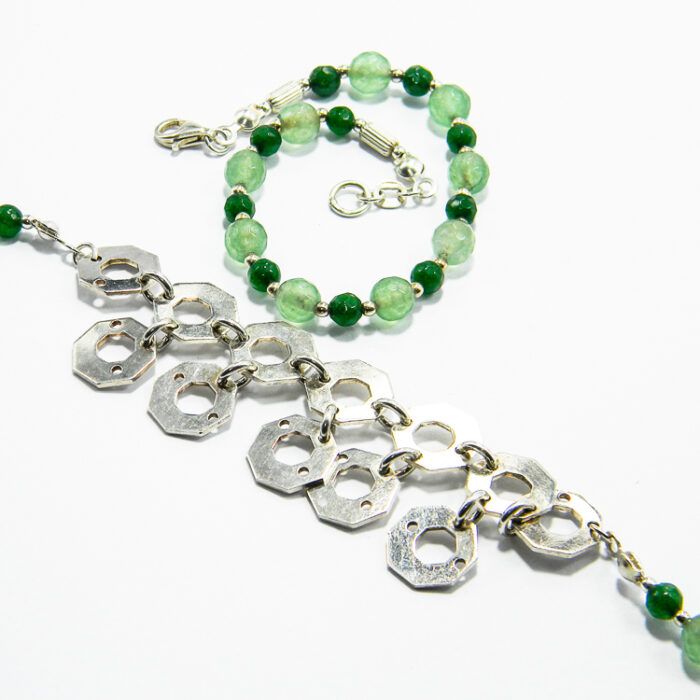 Set unicat handmade din argint cu jad verde si olivina - Hande - HM0586X - imagine 3