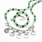 Set unicat handmade din argint cu jad verde si olivina - Hande - HM0586X - imagine 2
