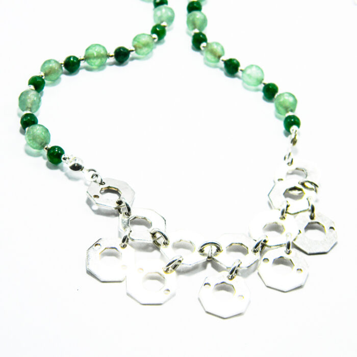 Set unicat handmade din argint cu jad verde si olivina - Hande - HM0586X - imagine 5