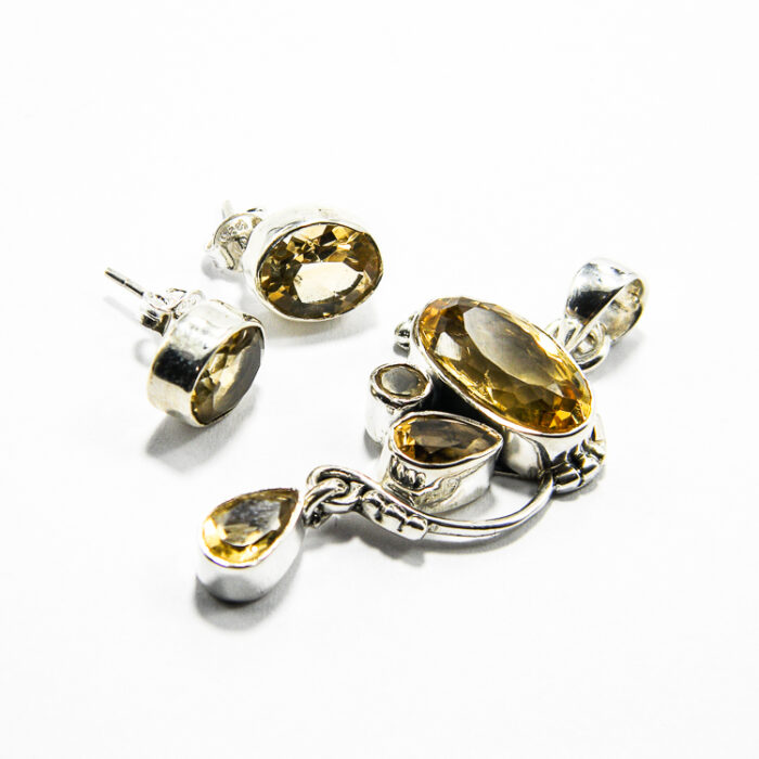 Set unicat din argint cu citrin - stil vintage Art Nouveau - S300Y18EX - imagine 9