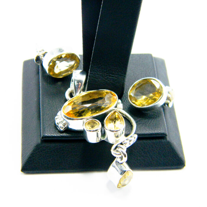 Set unicat din argint cu citrin - stil vintage Art Nouveau - S300Y18EX - imagine 2