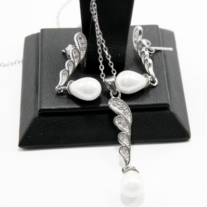 Set din argint cu perle si pietre zirconiu - Alice - S170A20DX - imagine 2
